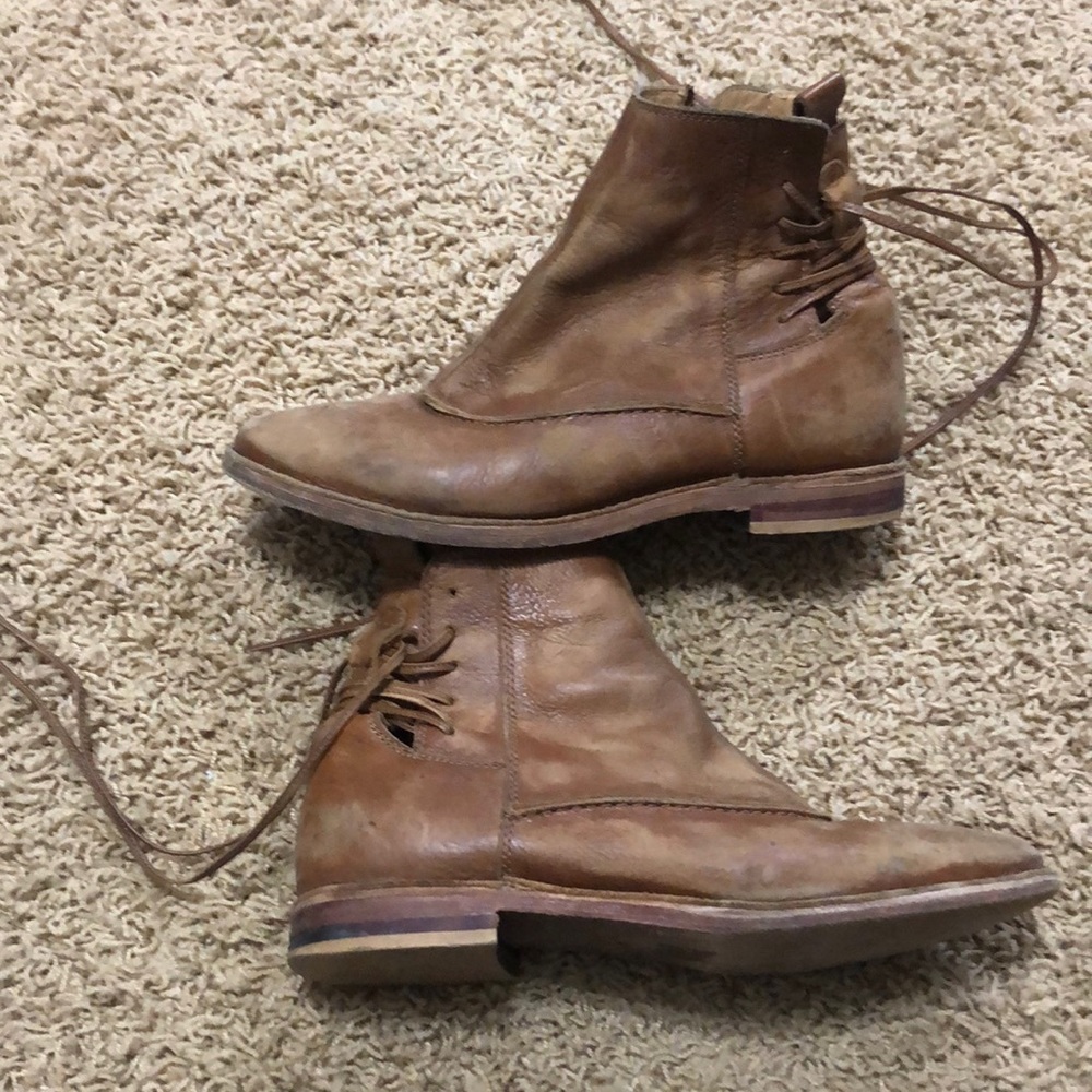 Chocolat blu brown distressed booties